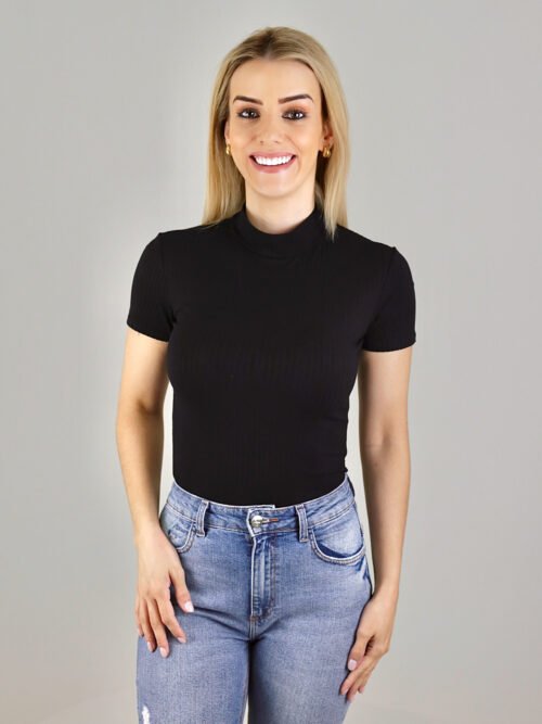 01.0541 BLUSA MANGA CURTA CANELADA GOLA ALTA TOQUIO - Image 2