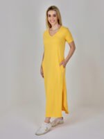 07.0240 VESTIDO LONGO GOLA V ALGODAO LAGOS
