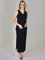 01.0262 VESTIDO GOLA V DUPLO MIDI ALGODÃO FLORENÇA