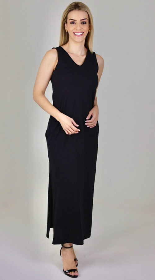 01.0262 VESTIDO GOLA V DUPLO MIDI ALGODÃO FLORENÇA