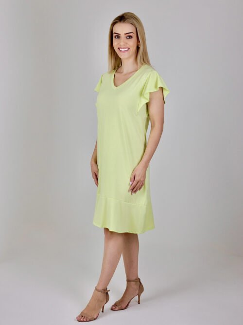 01.0263 VESTIDO GOLA V BABADOS ALGODÃO PRAGA