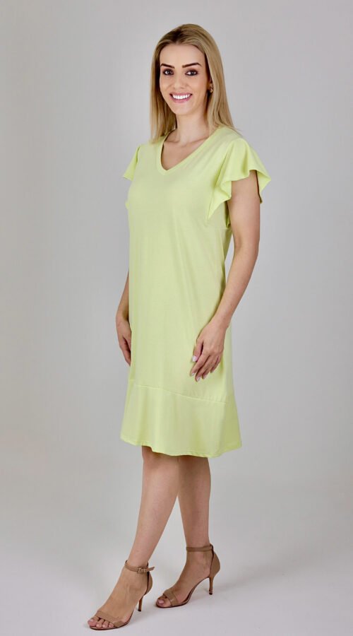 01.0263 VESTIDO GOLA V BABADOS ALGODÃO PRAGA